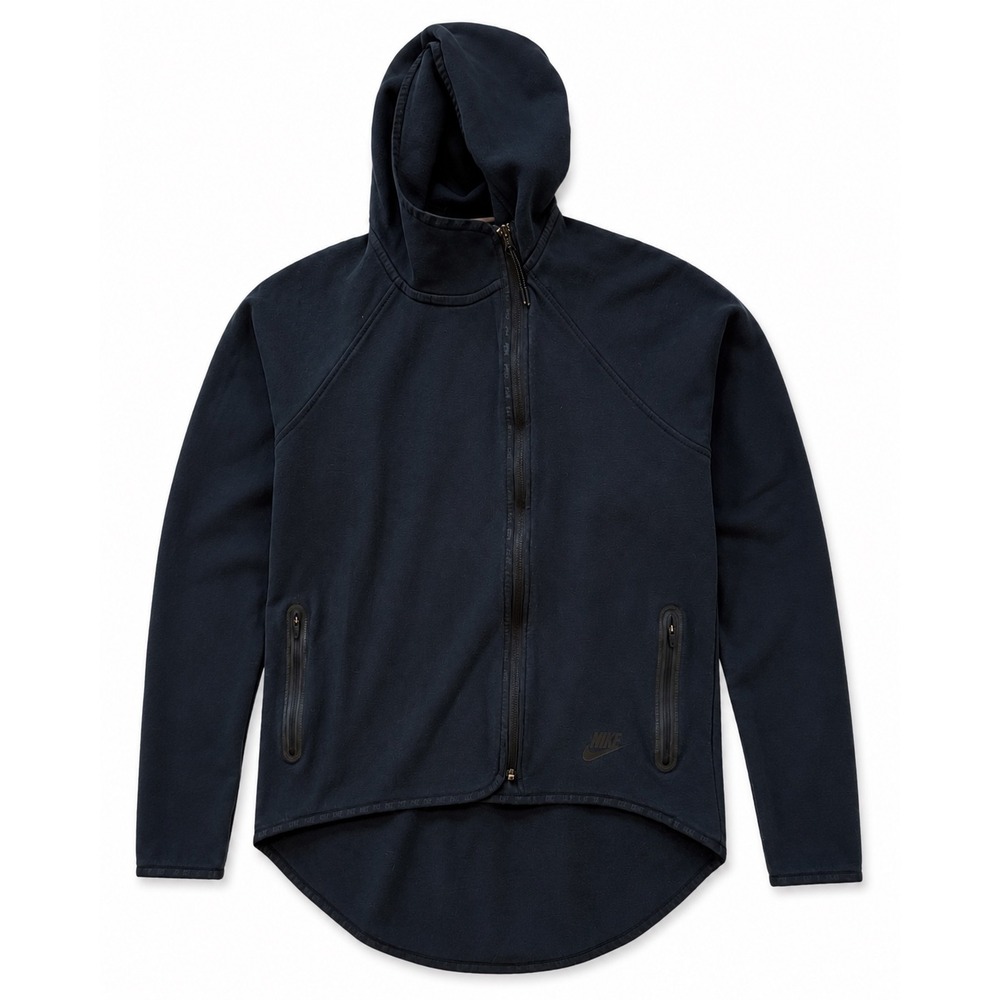 Nike Tech Fleece Butterfly Hoodie Asymmetrical Full Zip Black Jacket Womens M